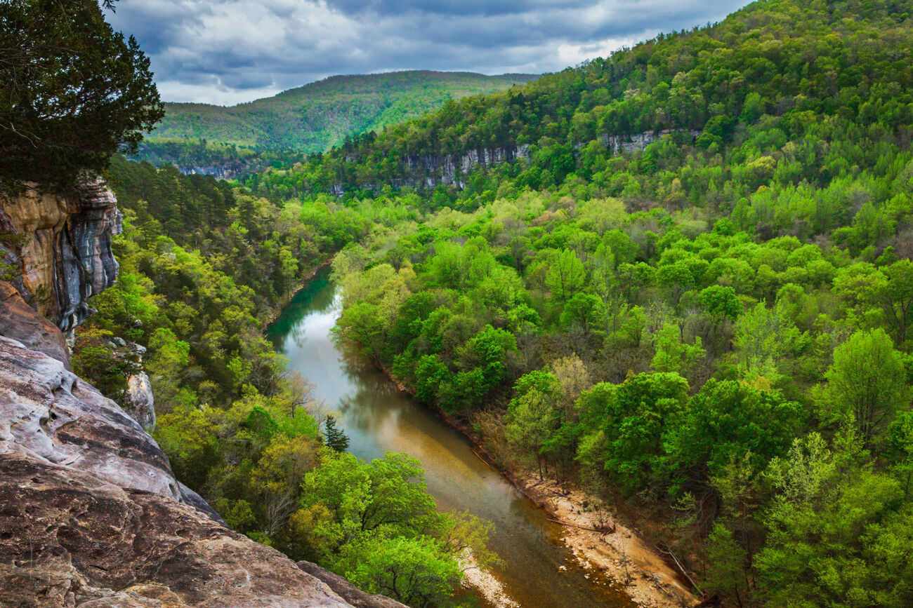 Looking down onto the Buffalo River from an unnamed bluff in the Ponca Wilderness.