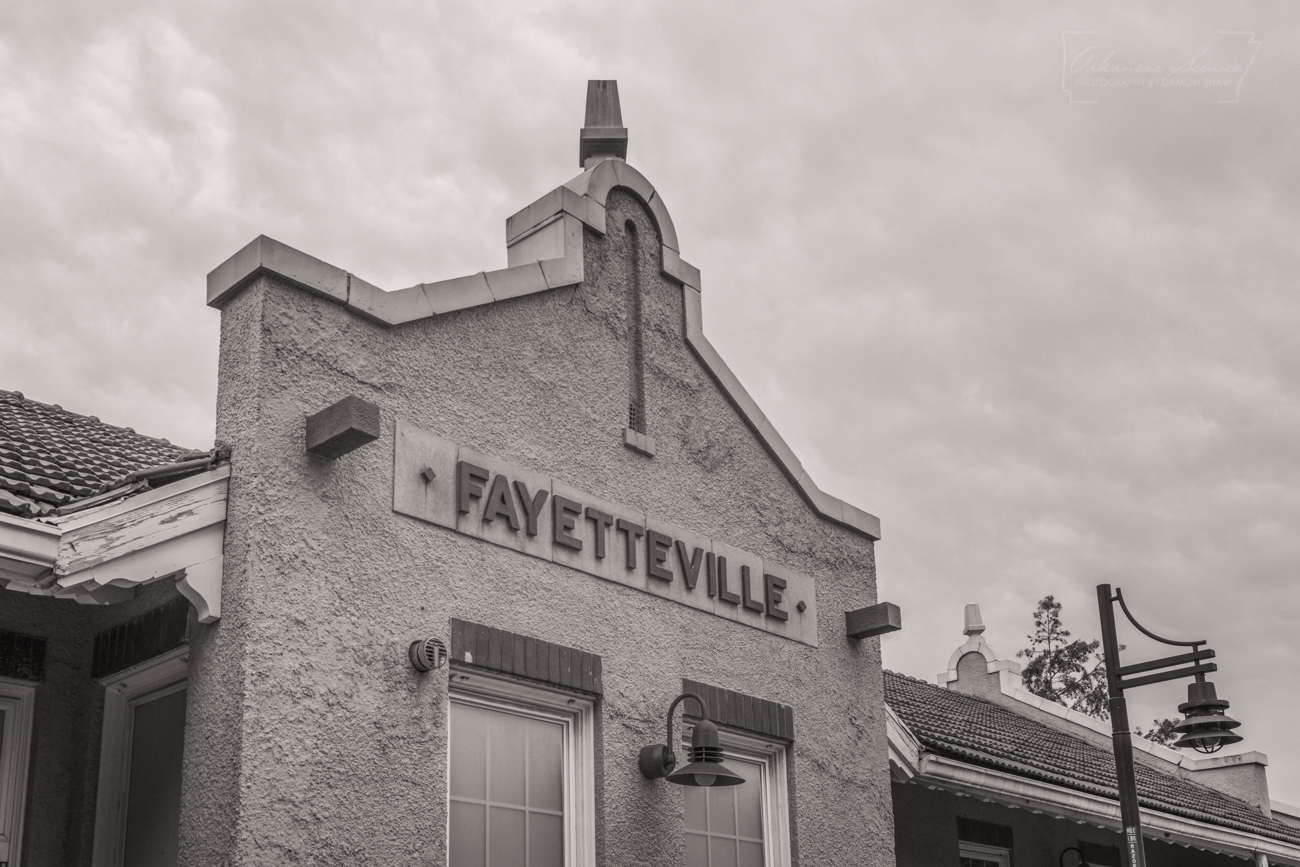 The Fayetteville Train Depot building just off Dickson Street.