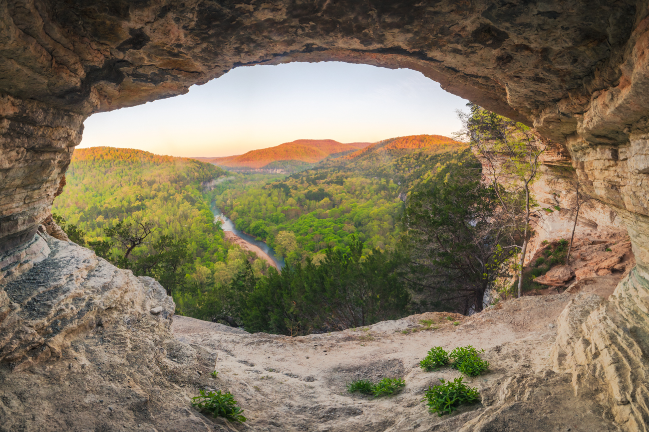 A view overlooking the Buffalo River from the Goat Trail on the face of Big Bluff near Ponca.