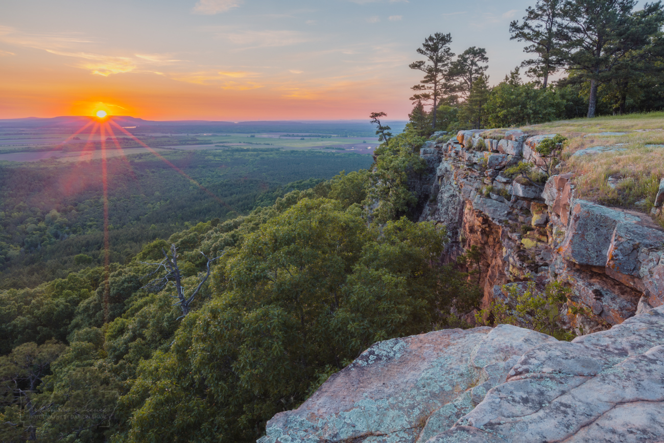 A sunset on a May evening from the CCC Overlook at Petit Jean State Park.