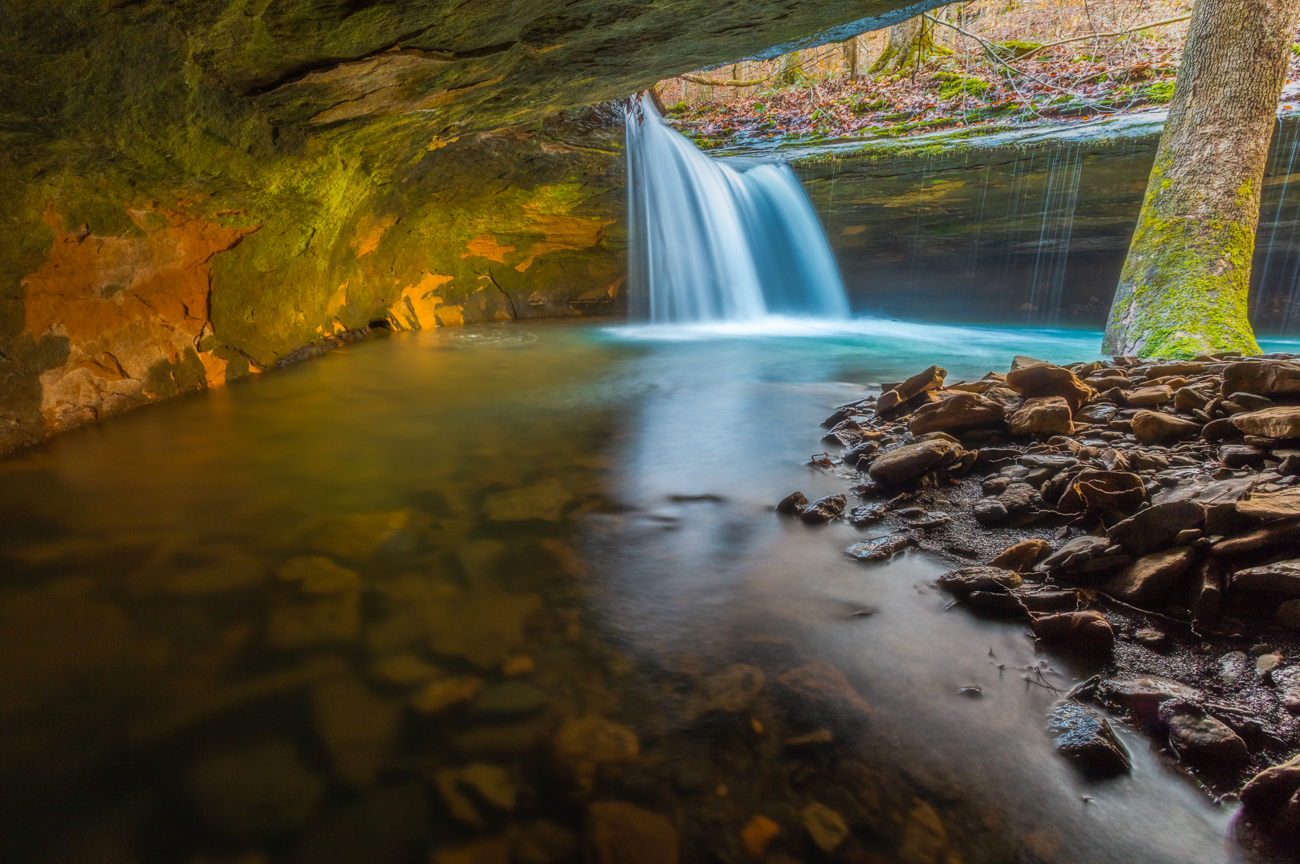 A hidden waterfall in the Mulberry River drainage in Franklin County.